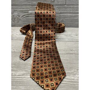 Umberto Bossi Roma Milano 100% Silk Geometric Print Rust Red Gold Black